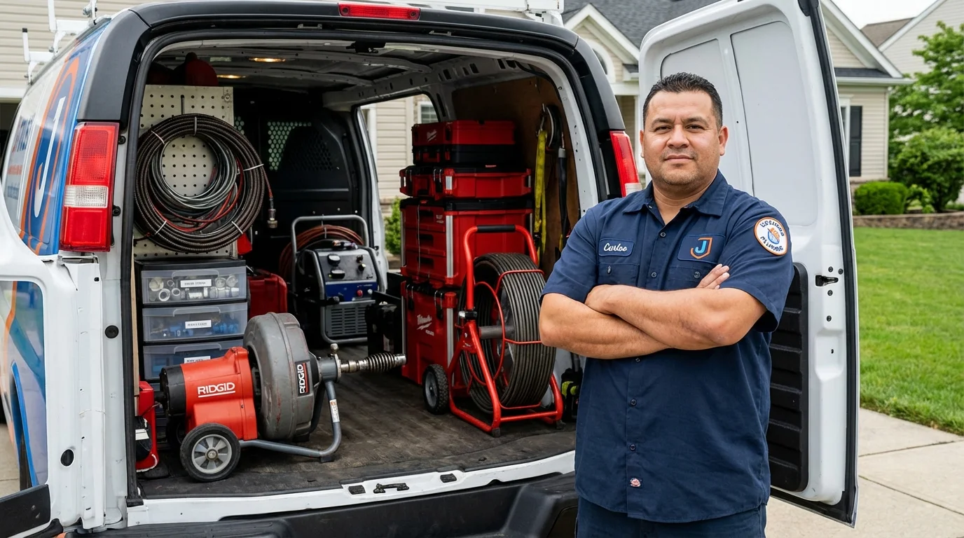 Professional drain cleaning equipment and Johns Plumbing LLC plumber in Crawfordville