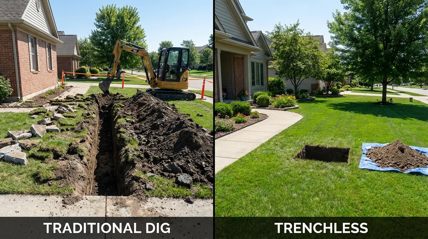 Trenchless sewer repair with minimal yard damage versus traditional excavation in Crawfordville, FL